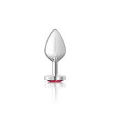 Cheeky Charms Silver Metal Butt Plug with Heart Pink Jewel Medium > Anal Range > Jewel Butt Plugs